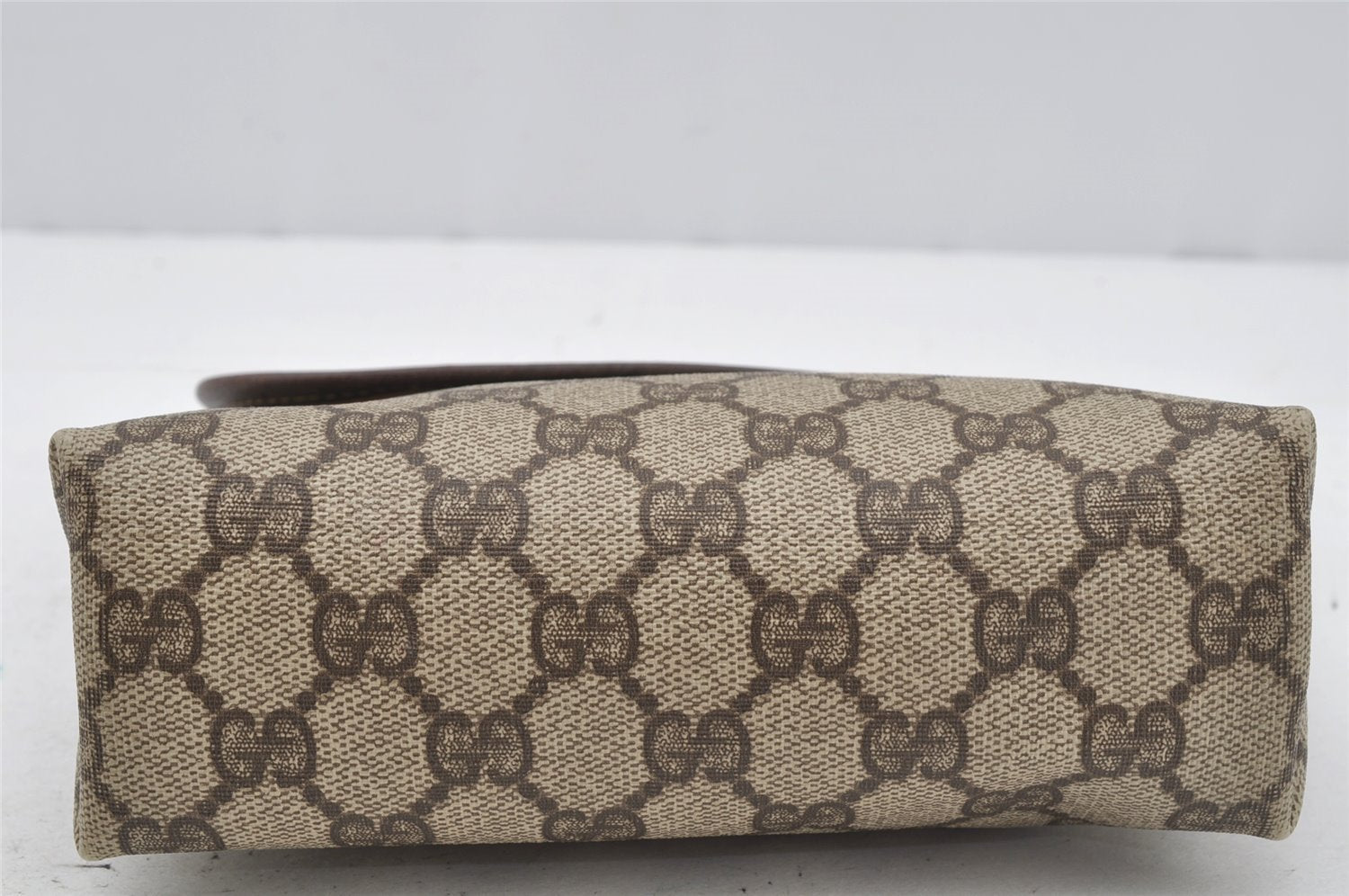 Authentic GUCCI Clutch Hand Bag Purse GG PVC Leather Brown Junk 0298J