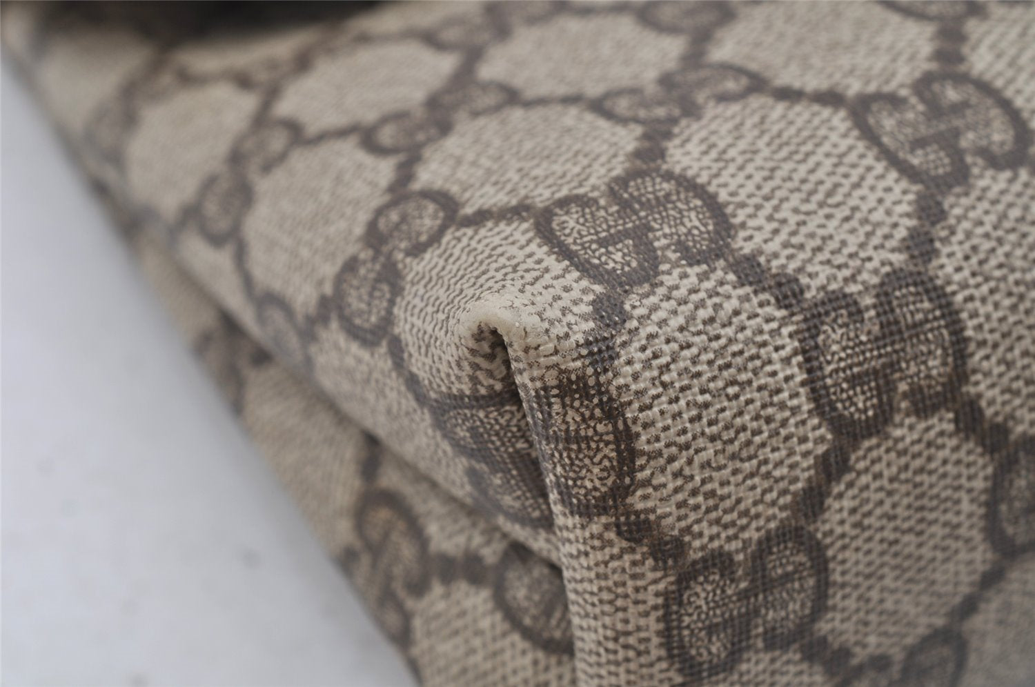 Authentic GUCCI Clutch Hand Bag Purse GG PVC Leather Brown Junk 0298J