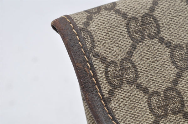 Authentic GUCCI Clutch Hand Bag Purse GG PVC Leather Brown Junk 0298J