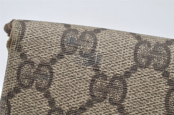 Authentic GUCCI Clutch Hand Bag Purse GG PVC Leather Brown Junk 0298J