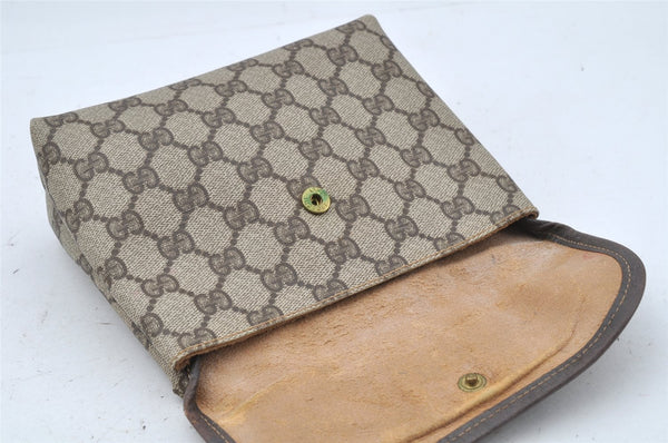 Authentic GUCCI Clutch Hand Bag Purse GG PVC Leather Brown Junk 0298J