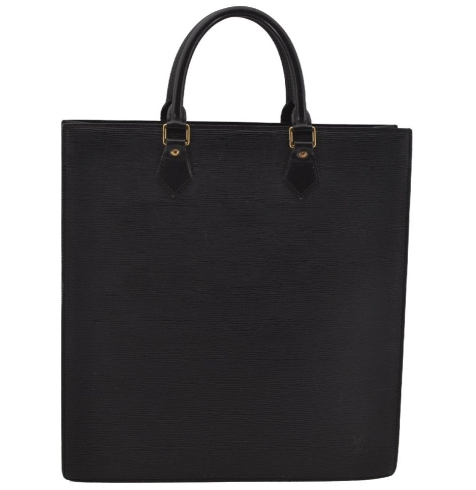 Authentic Louis Vuitton Epi Leather Sac Plat Hand Bag M59082 Black LV Junk 0300J