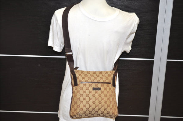 Authentic GUCCI Shoulder Cross Body Bag GG Canvas Leather 122793 Brown 0300K