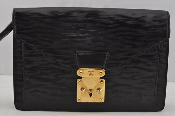 Authentic Louis Vuitton Epi Sellier Dragonne Clutch Bag Black M52612 LV 0301J