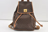 Authentic CELINE Macadam Blason Pattern Backpack Purse PVC Leather Brown 0301K
