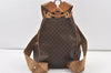 Authentic CELINE Macadam Blason Pattern Backpack Purse PVC Leather Brown 0301K