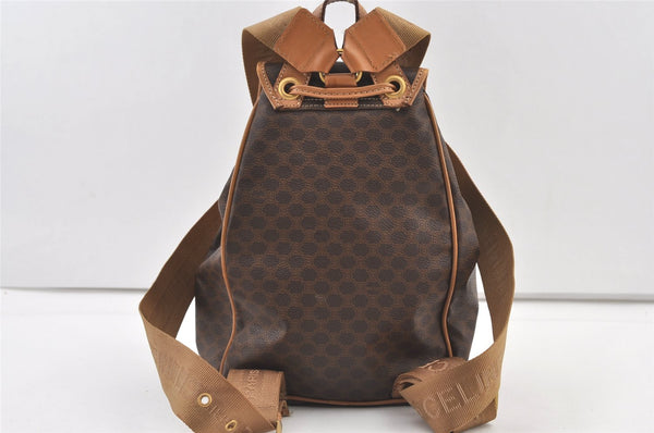 Authentic CELINE Macadam Blason Pattern Backpack Purse PVC Leather Brown 0301K