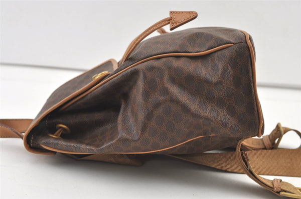 Authentic CELINE Macadam Blason Pattern Backpack Purse PVC Leather Brown 0301K