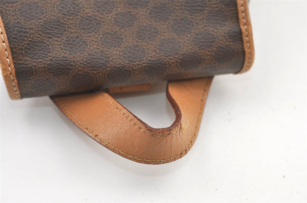 Authentic CELINE Macadam Blason Pattern Backpack Purse PVC Leather Brown 0301K