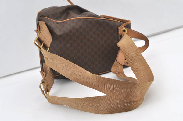 Authentic CELINE Macadam Blason Pattern Backpack Purse PVC Leather Brown 0301K
