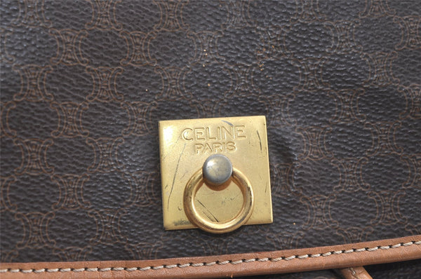 Authentic CELINE Macadam Blason Pattern Backpack Purse PVC Leather Brown 0301K