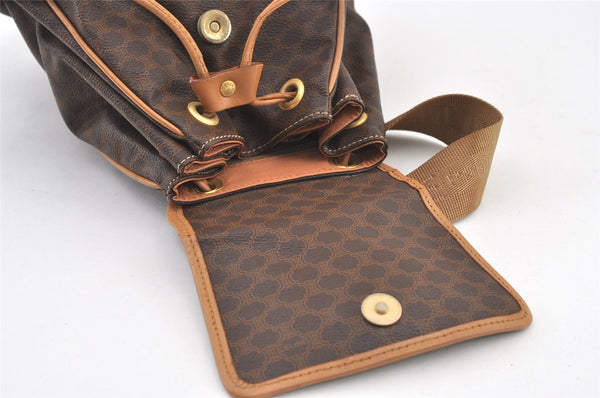 Authentic CELINE Macadam Blason Pattern Backpack Purse PVC Leather Brown 0301K