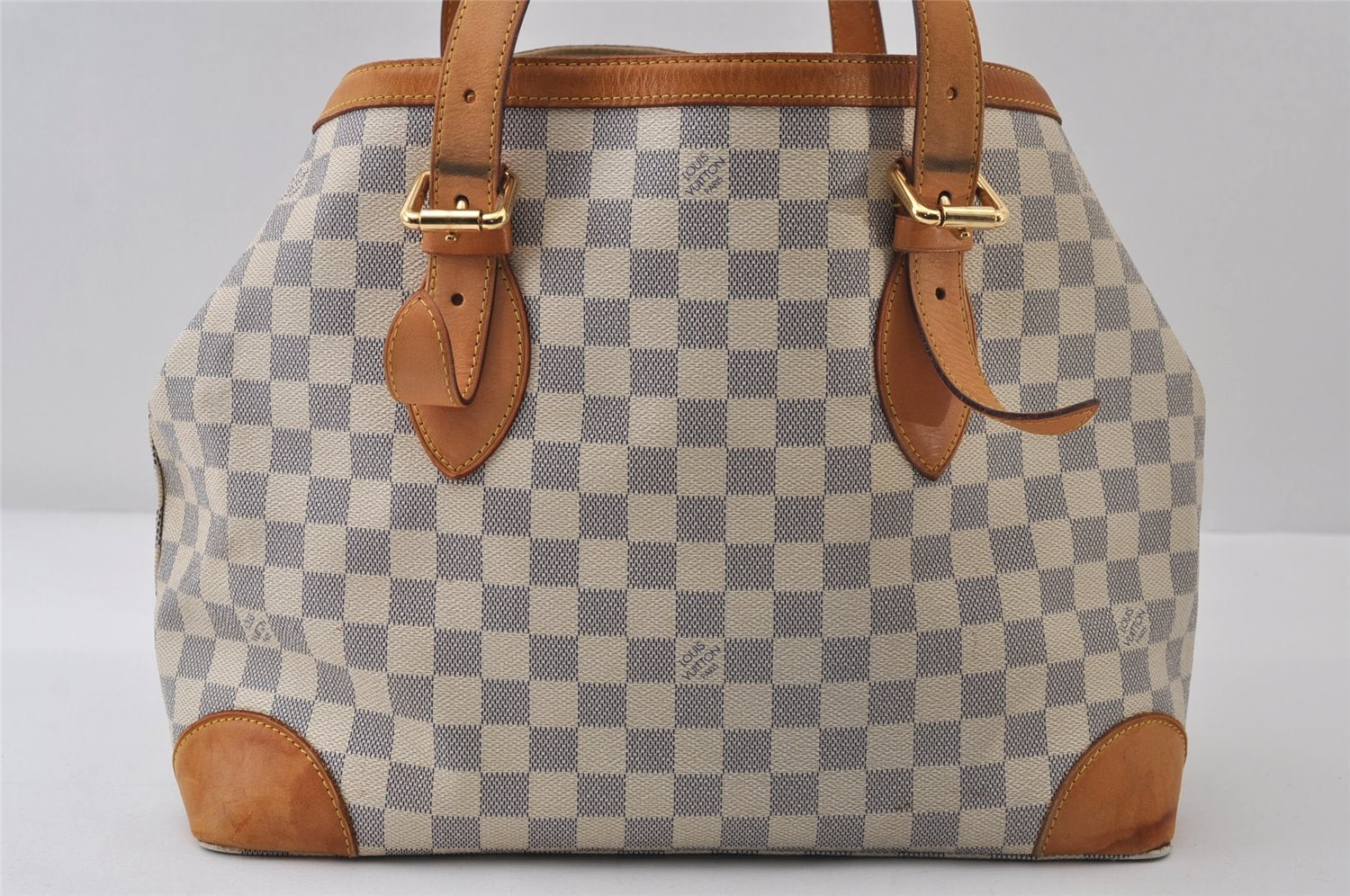 Authentic Louis Vuitton Damier Azur Hampstead MM N51206 Shoulder Tote Bag 0302J