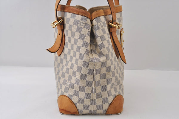 Authentic Louis Vuitton Damier Azur Hampstead MM N51206 Shoulder Tote Bag 0302J