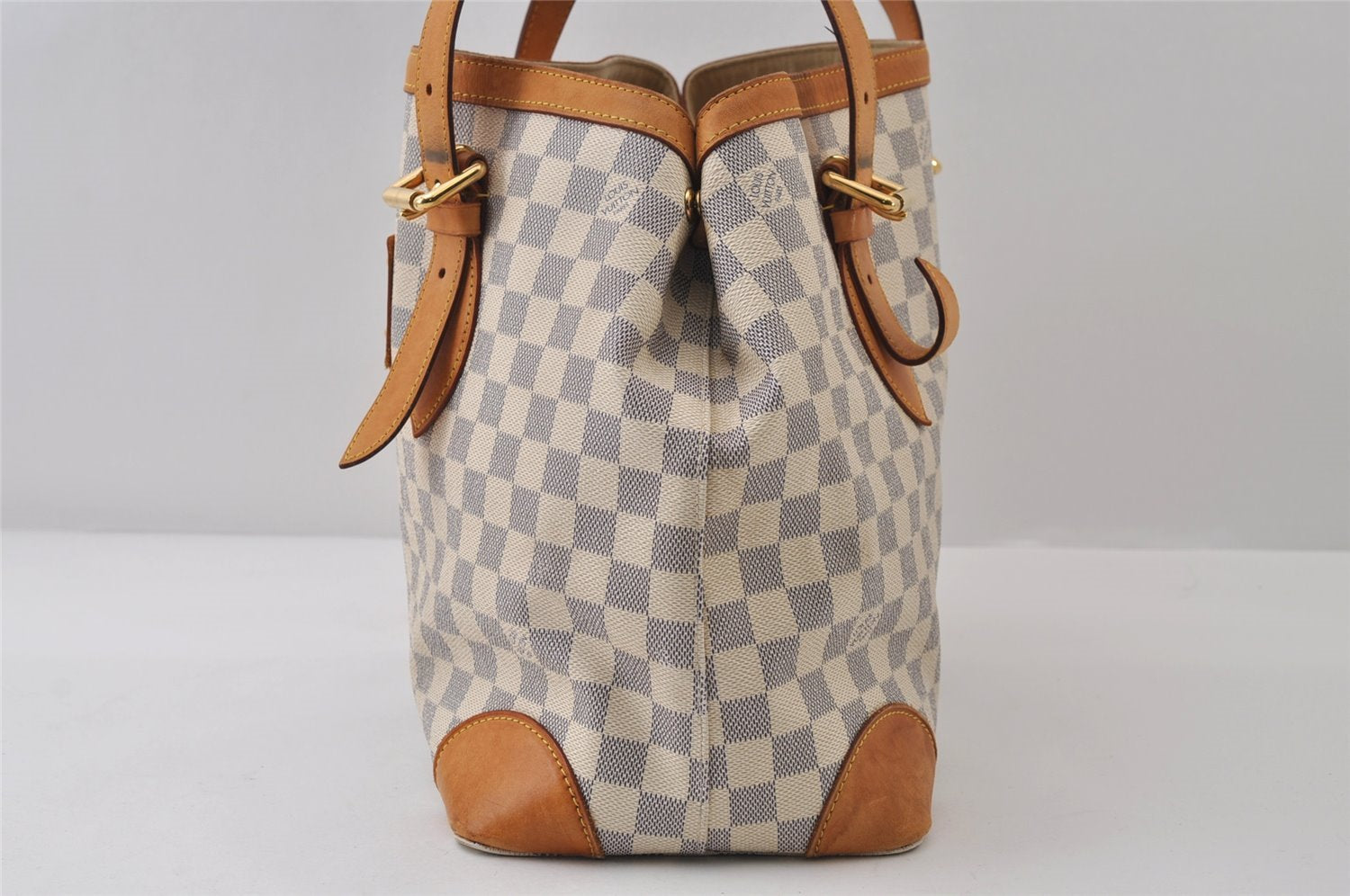 Authentic Louis Vuitton Damier Azur Hampstead MM N51206 Shoulder Tote Bag 0302J