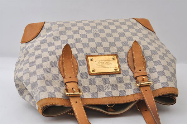 Authentic Louis Vuitton Damier Azur Hampstead MM N51206 Shoulder Tote Bag 0302J