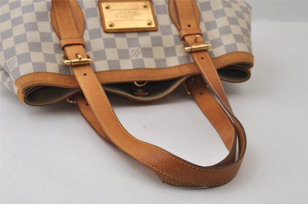 Authentic Louis Vuitton Damier Azur Hampstead MM N51206 Shoulder Tote Bag 0302J
