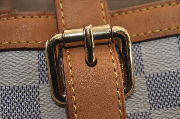 Authentic Louis Vuitton Damier Azur Hampstead MM N51206 Shoulder Tote Bag 0302J
