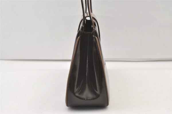 Authentic Salvatore Ferragamo Vintage Gancini Leather Hand Bag Purse Brown 0302K