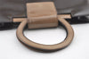 Authentic Salvatore Ferragamo Vintage Gancini Leather Hand Bag Purse Brown 0302K
