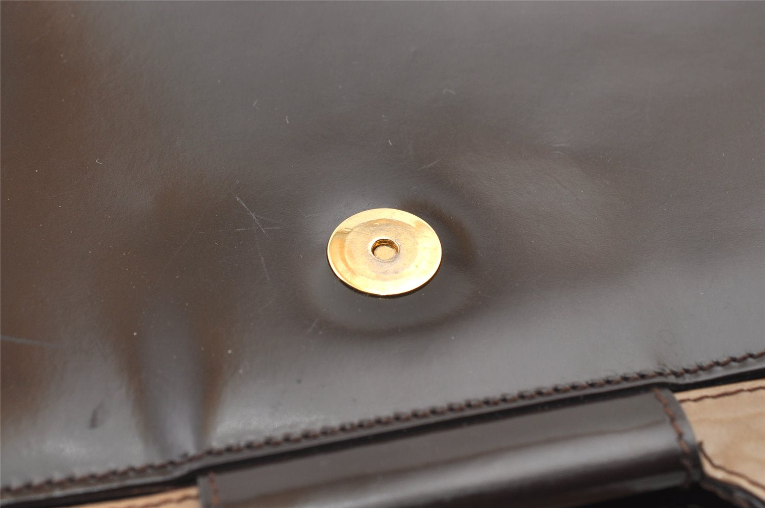Authentic Salvatore Ferragamo Vintage Gancini Leather Hand Bag Purse Brown 0302K