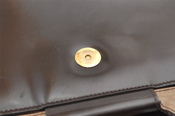 Authentic Salvatore Ferragamo Vintage Gancini Leather Hand Bag Purse Brown 0302K