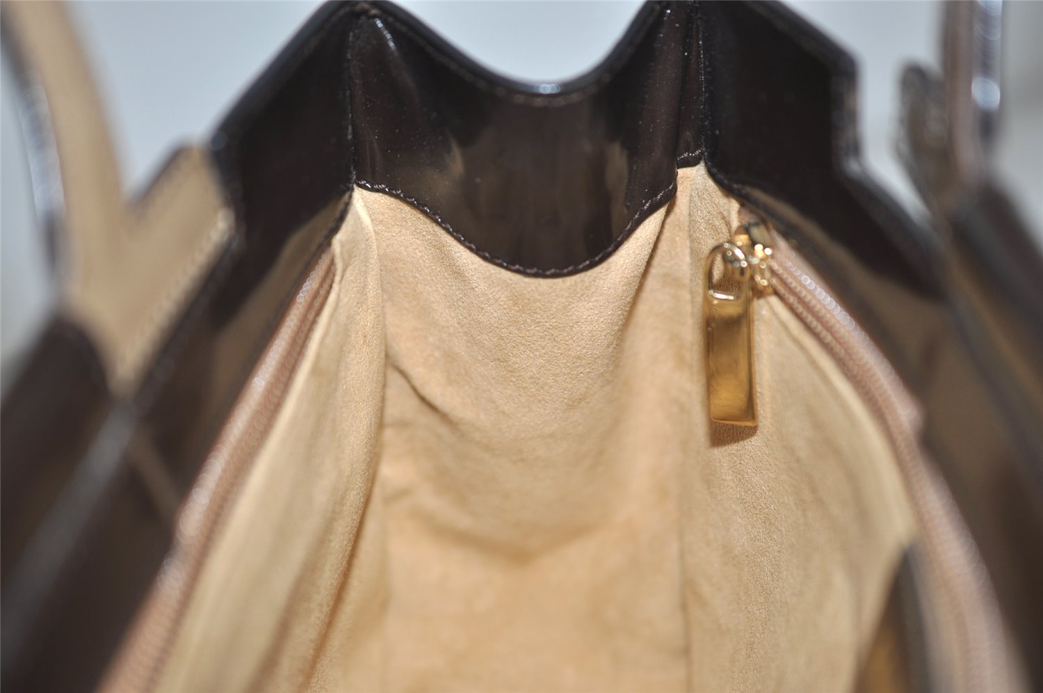 Authentic Salvatore Ferragamo Vintage Gancini Leather Hand Bag Purse Brown 0302K
