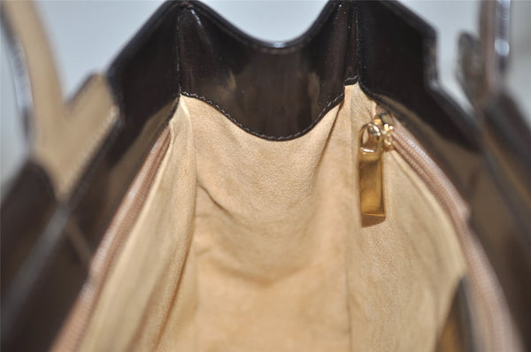 Authentic Salvatore Ferragamo Vintage Gancini Leather Hand Bag Purse Brown 0302K