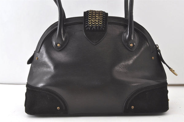 Authentic Christian Dior Shoulder Hand Bag Leather Suede Black CD 0304J