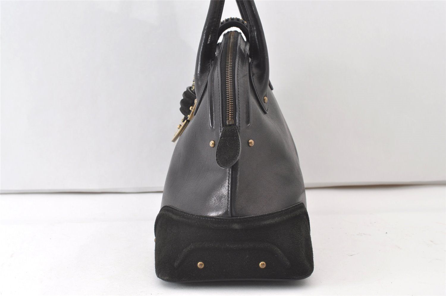 Authentic Christian Dior Shoulder Hand Bag Leather Suede Black CD 0304J