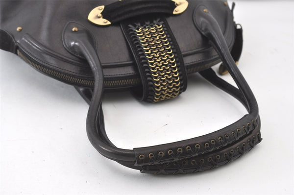 Authentic Christian Dior Shoulder Hand Bag Leather Suede Black CD 0304J