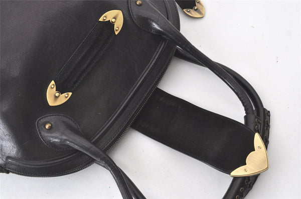 Authentic Christian Dior Shoulder Hand Bag Leather Suede Black CD 0304J
