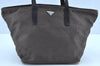 Authentic PRADA Nylon Tessuto Leather Shoulder Tote Bag Brown 0305H