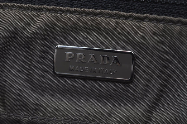 Authentic PRADA Nylon Tessuto Leather Shoulder Tote Bag Brown 0305H