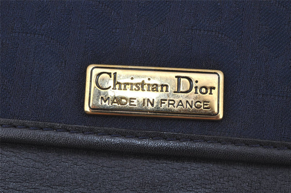 Auth Christian Dior Trotter 2Way Shoulder Clutch Bag Canvas Leather Navy 0306J