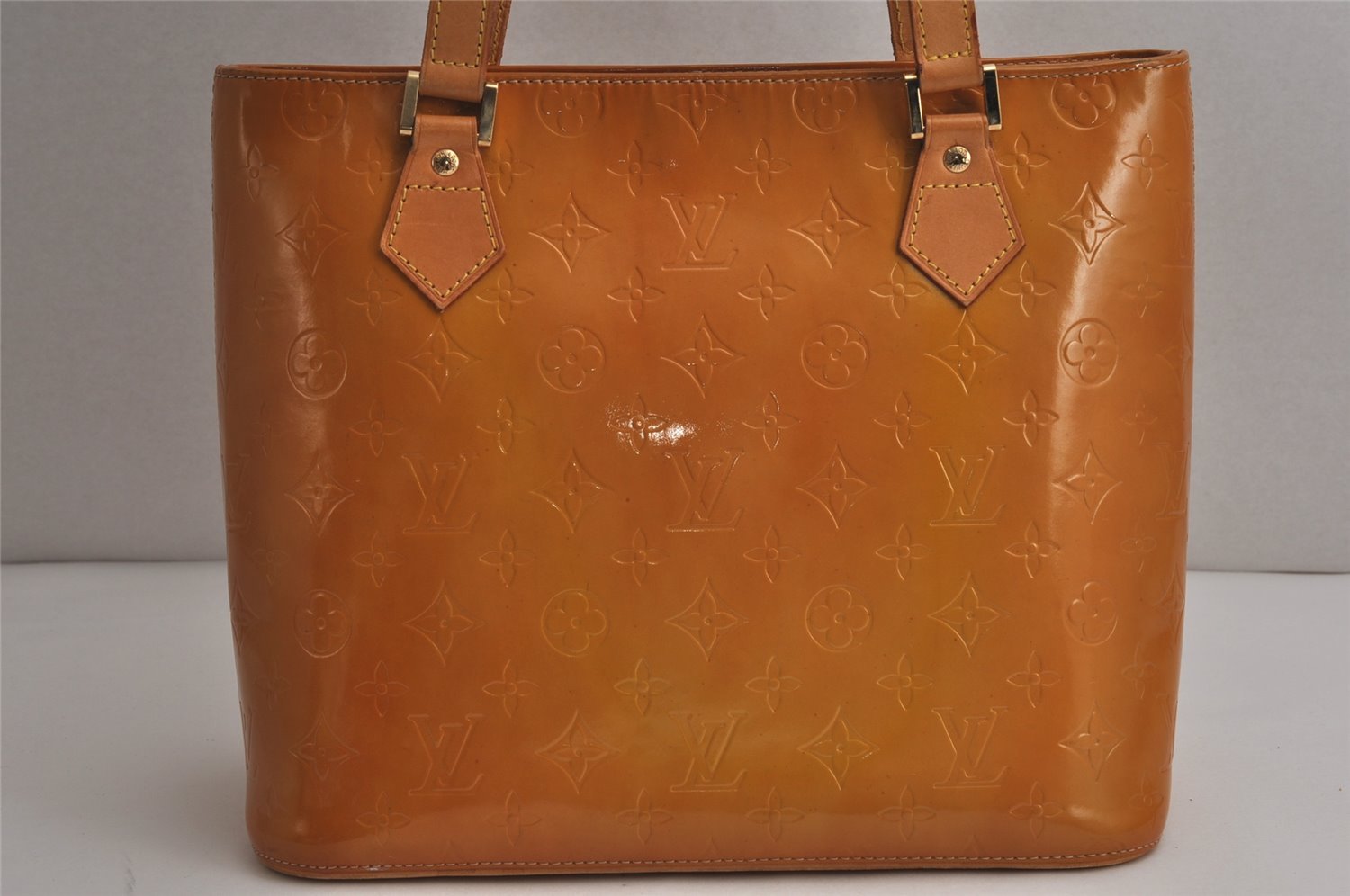 Authentic Louis Vuitton Vernis Houston Shoulder Hand Bag Yellow M91004 LV 0307K