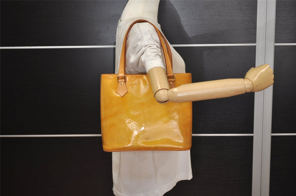 Authentic Louis Vuitton Vernis Houston Shoulder Hand Bag Yellow M91004 LV 0310K