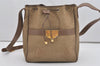 Authentic NINA RICCI PVC Leather Shoulder Drawstring Bag Purse Brown 0314J