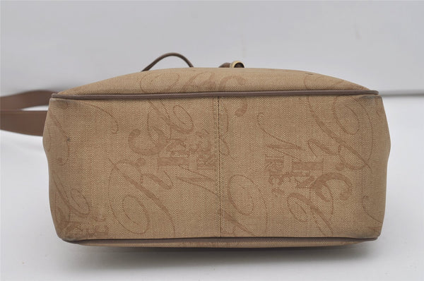 Authentic NINA RICCI PVC Leather Shoulder Drawstring Bag Purse Brown 0314J