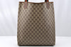 Authentic GUCCI Web Sherry Line Shoulder Tote Bag GG PVC Leather Brown 0315J