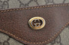 Authentic GUCCI Web Sherry Line Shoulder Tote Bag GG PVC Leather Brown 0315J