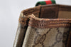 Authentic GUCCI Web Sherry Line Shoulder Tote Bag GG PVC Leather Brown 0315J