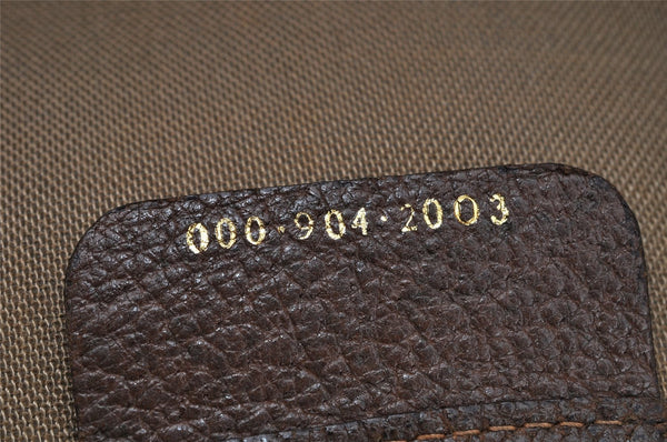 Authentic GUCCI Web Sherry Line Shoulder Tote Bag GG PVC Leather Brown 0315J