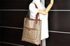 Authentic GUCCI Web Sherry Line Shoulder Tote Bag GG PVC Leather Brown 0315J