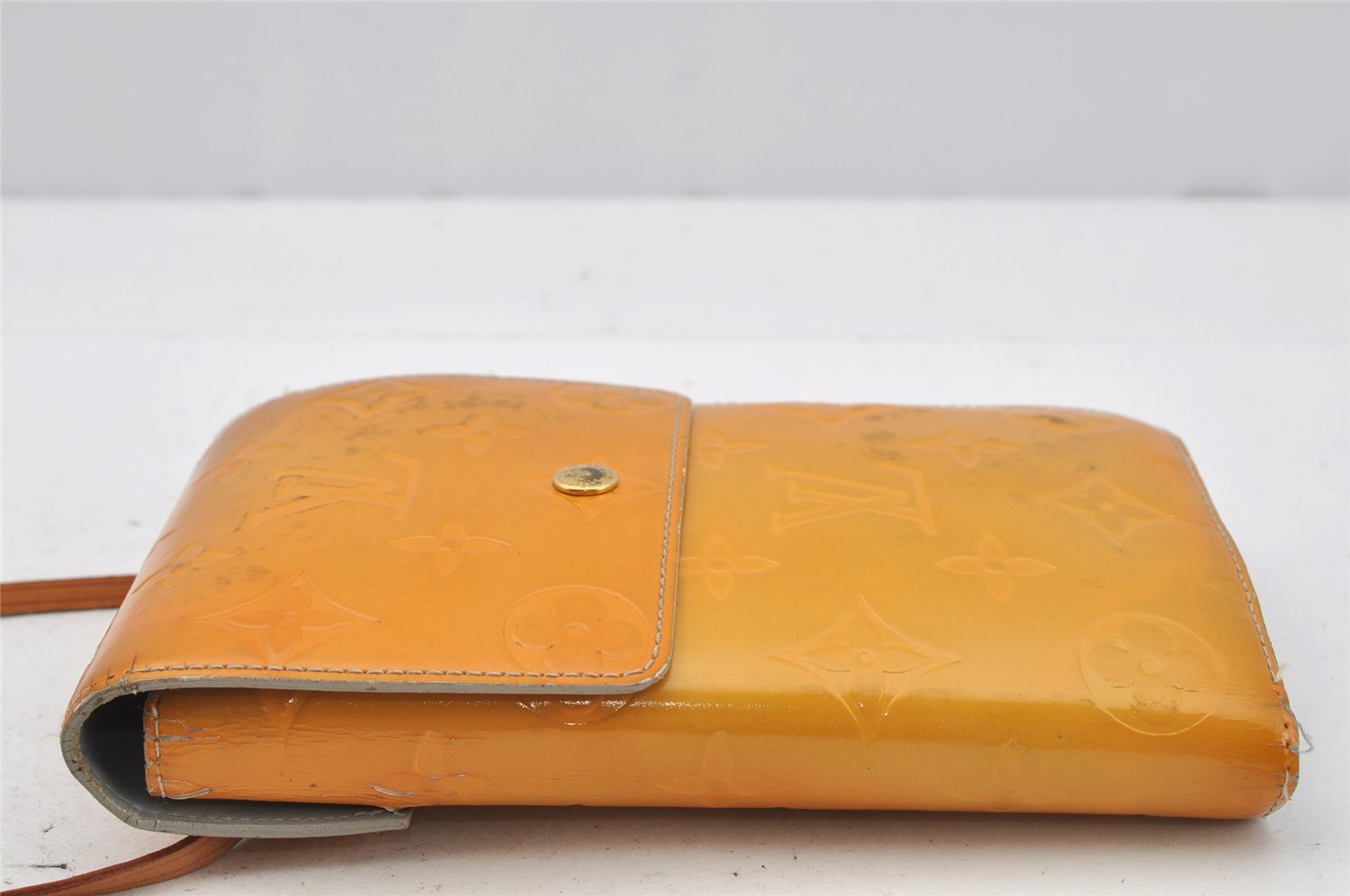 Auth Louis Vuitton Vernis Walker Shoulder Cross Wallet Yellow M91031 LV 0316J