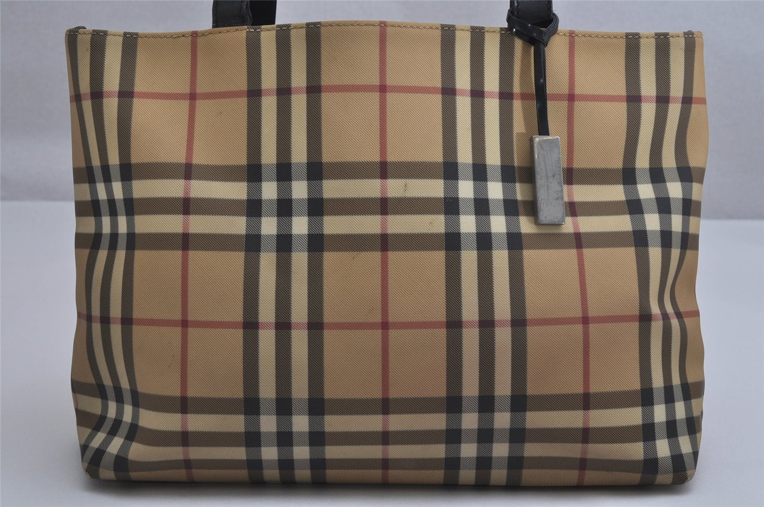 Authentic BURBERRY Vintage Nova Check PVC Leather Hand Bag Beige Junk 0316K
