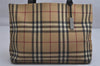 Authentic BURBERRY Vintage Nova Check PVC Leather Hand Bag Beige Junk 0316K