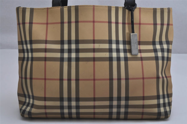 Authentic BURBERRY Vintage Nova Check PVC Leather Hand Bag Beige Junk 0316K