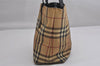 Authentic BURBERRY Vintage Nova Check PVC Leather Hand Bag Beige Junk 0316K