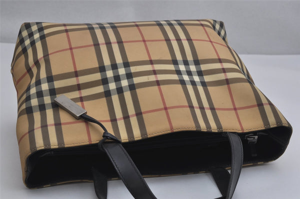 Authentic BURBERRY Vintage Nova Check PVC Leather Hand Bag Beige Junk 0316K